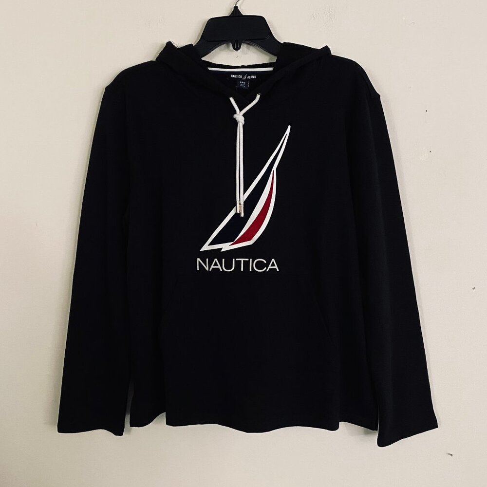 Nautica Logo Sweatshirt Pullover Hoodie L